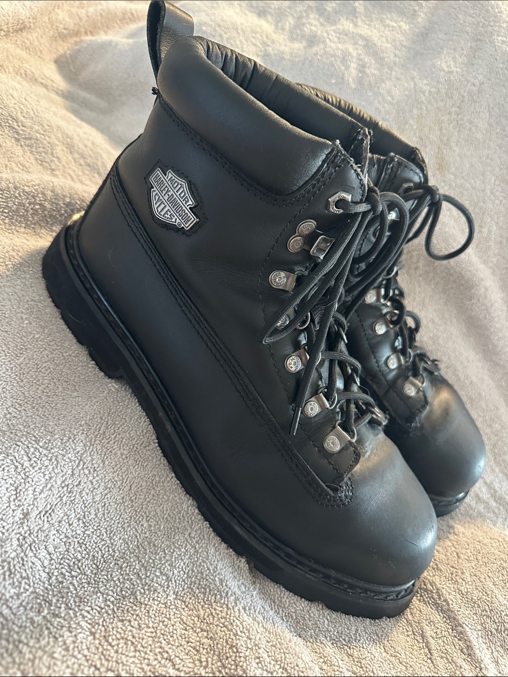 Harley-Davidson Black Leather Steel Toe Boots